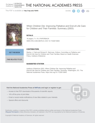 Imagen de portada: When Children Die 9780309090766