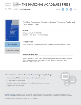 Cover image: The New Engineering Research Centers 9780309035989