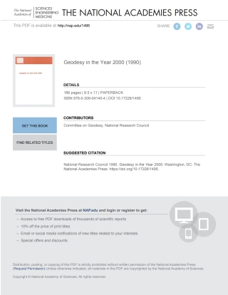 Cover image: Geodesy in the Year 2000 9780309041454