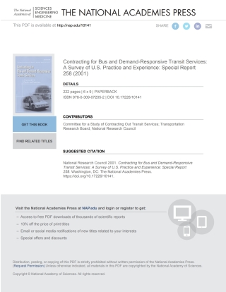 Imagen de portada: Contracting for Bus and Demand-Responsive Transit Services 9780309072052