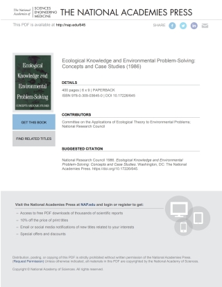 Imagen de portada: Ecological Knowledge and Environmental Problem-Solving 9780309036450