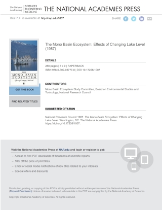 Imagen de portada: The Mono Basin Ecosystem 9780309037778