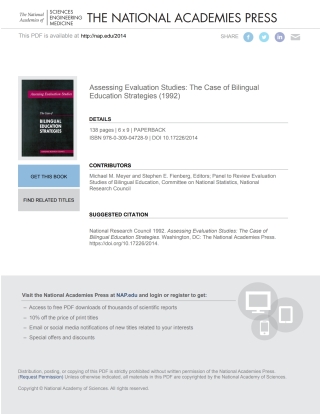 Imagen de portada: Assessing Evaluation Studies 9780309047289