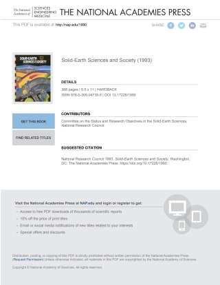 Cover image: Solid-Earth Sciences and Society 9780309047395