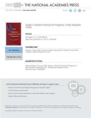 Imagen de portada: Quality in Student Financial Aid Programs 9780309048774