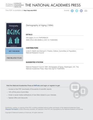 Imagen de portada: Demography of Aging 9780309050852