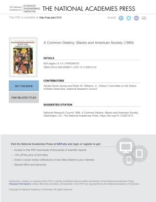 Imagen de portada: A Common Destiny 9780309039987