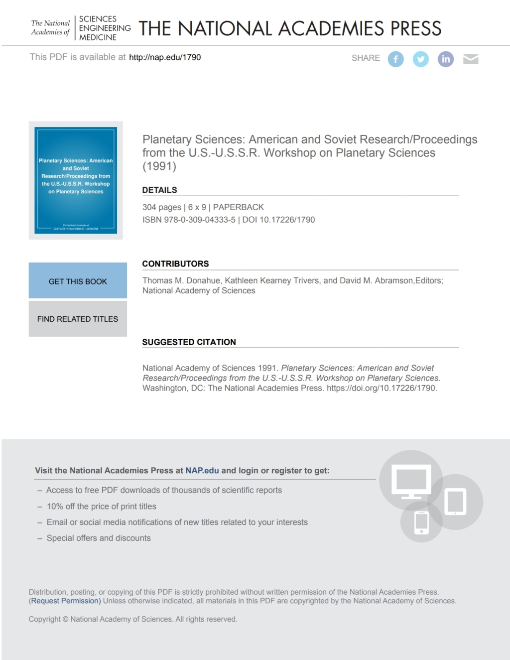 Planetary Sciences (eBook)