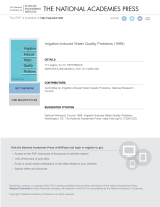 Imagen de portada: Irrigation-Induced Water Quality Problems 9780309040365
