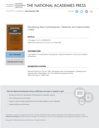 Imagen de portada: Developing New Contraceptives 9780309083522