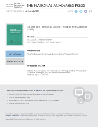 Imagen de portada: Science and Technology Centers 9780309062381