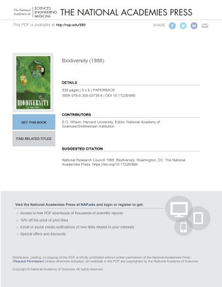 Cover image: Biodiversity 9780309037396