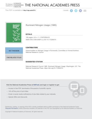 Cover image: Ruminant Nitrogen Usage 9780309074605