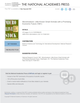 Cover image: Microlivestock 9780309042956