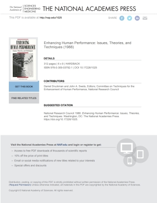 Imagen de portada: Enhancing Human Performance 9780309074650