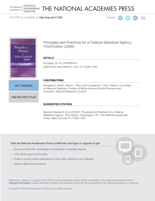 Imagen de portada: Principles and Practices for a Federal Statistical Agency 9780309095990