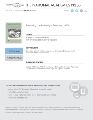 Imagen de portada: Preventing Low Birthweight 9780309035354