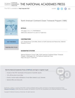 Imagen de portada: North American Continent-Ocean Transects Program 9780309041775