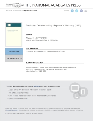 Imagen de portada: Distributed Decision Making 9780309041997
