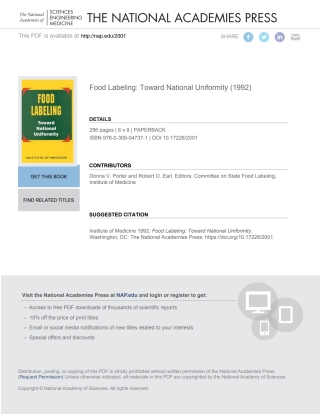 Imagen de portada: Food Labeling 9780309047371
