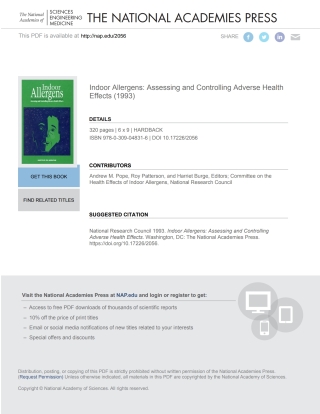 Imagen de portada: Indoor Allergens 9780309048316