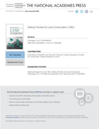Omslagafbeelding: Setting Priorities for Land Conservation 9780309048361
