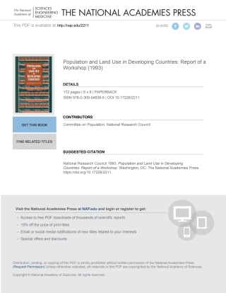 Imagen de portada: Population and Land Use in Developing Countries 9780309048385