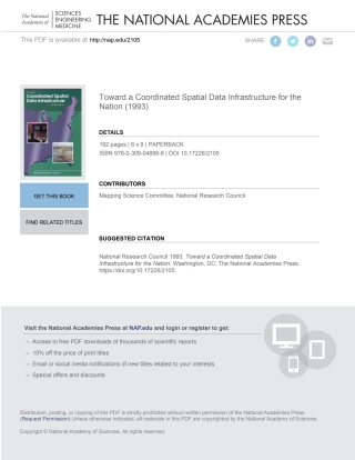 Imagen de portada: Toward a Coordinated Spatial Data Infrastructure for the Nation 9780309048996