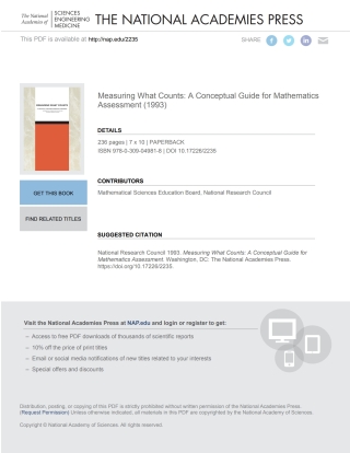 Cover image: Measuring What Counts 9780309049818