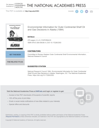 Imagen de portada: Environmental Information for Outer Continental Shelf Oil and Gas Decisions in Alaska 9780309050364