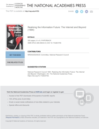صورة الغلاف: Realizing the Information Future 9780309050449