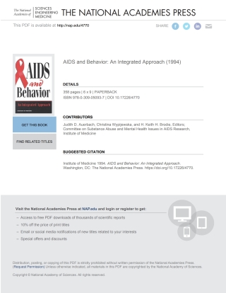 Imagen de portada: AIDS and Behavior 9780309050937