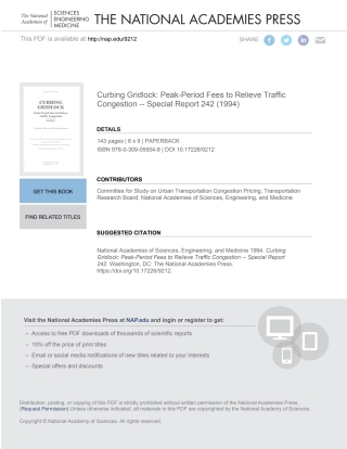 Imagen de portada: Curbing Gridlock 9780309055048