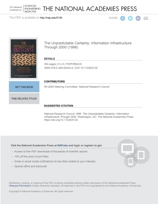 Imagen de portada: The Unpredictable Certainty 9780309054324
