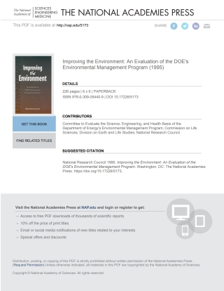 Imagen de portada: Improving the Environment 9780309054409