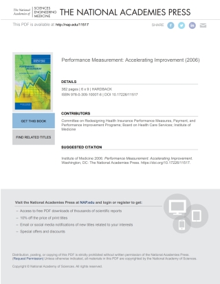Imagen de portada: Performance Measurement 9780309100076