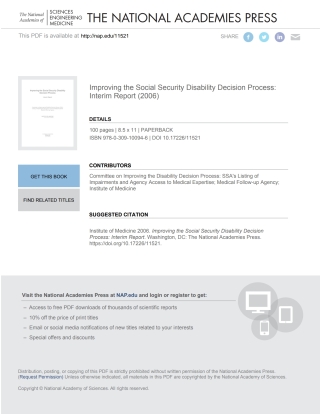 Imagen de portada: Improving the Social Security Disability Decision Process 9780309100946