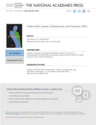 Imagen de portada: Preterm Birth 9780309101592