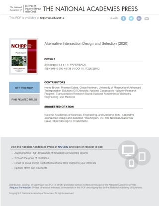 Imagen de portada: Alternative Intersection Design and Selection 9780309481380