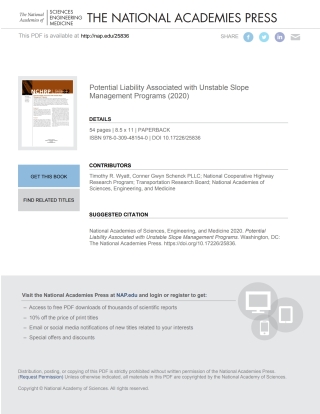 Cover image: Potential Liability Associated with Unstable Slope Management Programs 9780309481540