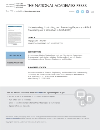 Imagen de portada: Understanding, Controlling, and Preventing Exposure to PFAS 9780309679947
