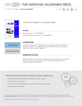 Cover image: Visual Arts Programs at Airports 9780309673549