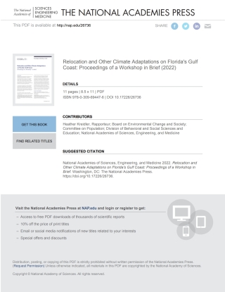 صورة الغلاف: Relocation and Other Climate Adaptations on Florida's Gulf Coast 9780309694476