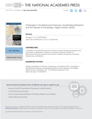 Imagen de portada: Ontologies in the Behavioral Sciences: Accelerating Research and the Spread of Knowledge 9780309695190