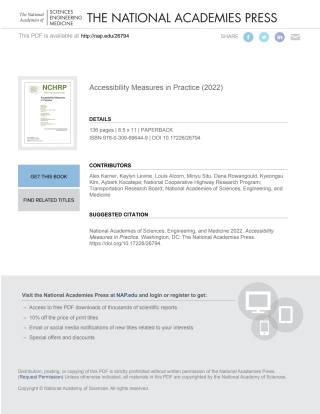Cover image: Accessibility Measures in Practice 9780309696449