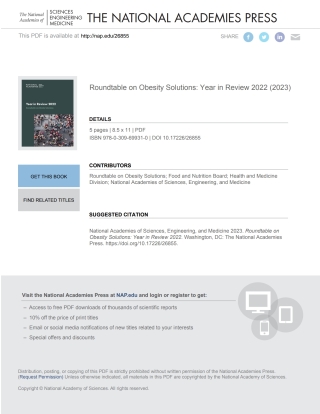 Imagen de portada: Roundtable on Obesity Solutions 9780309699310