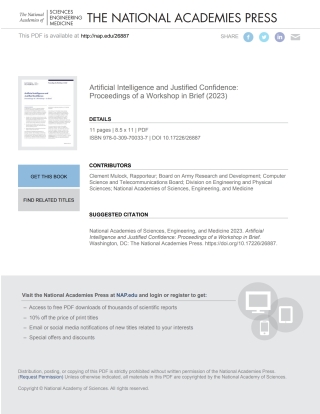 表紙画像: Artificial Intelligence and Justified Confidence 9780309700337