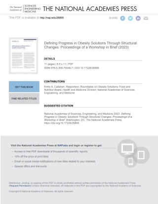Imagen de portada: Defining Progress in Obesity Solutions Through Structural Changes 9780309700467