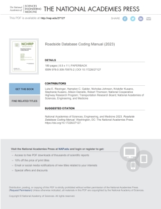 Titelbild: Roadside Database Coding Manual 9780309705752