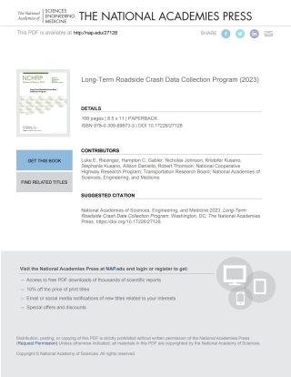 Imagen de portada: Long-Term Roadside Crash Data Collection Program 9780309698733